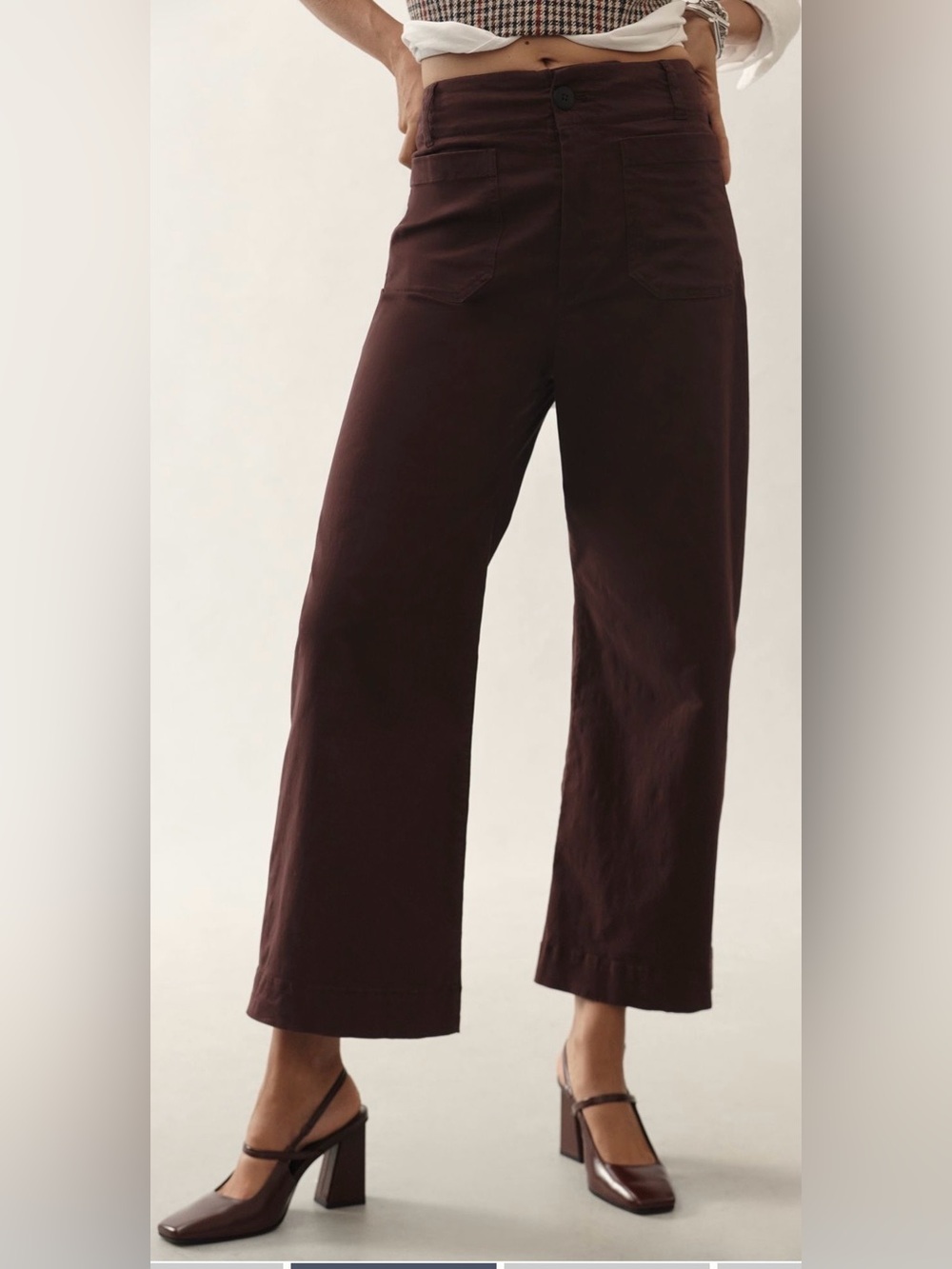 Maeve The Colette Wide Leg Pants in Deep Plum Brown size 28